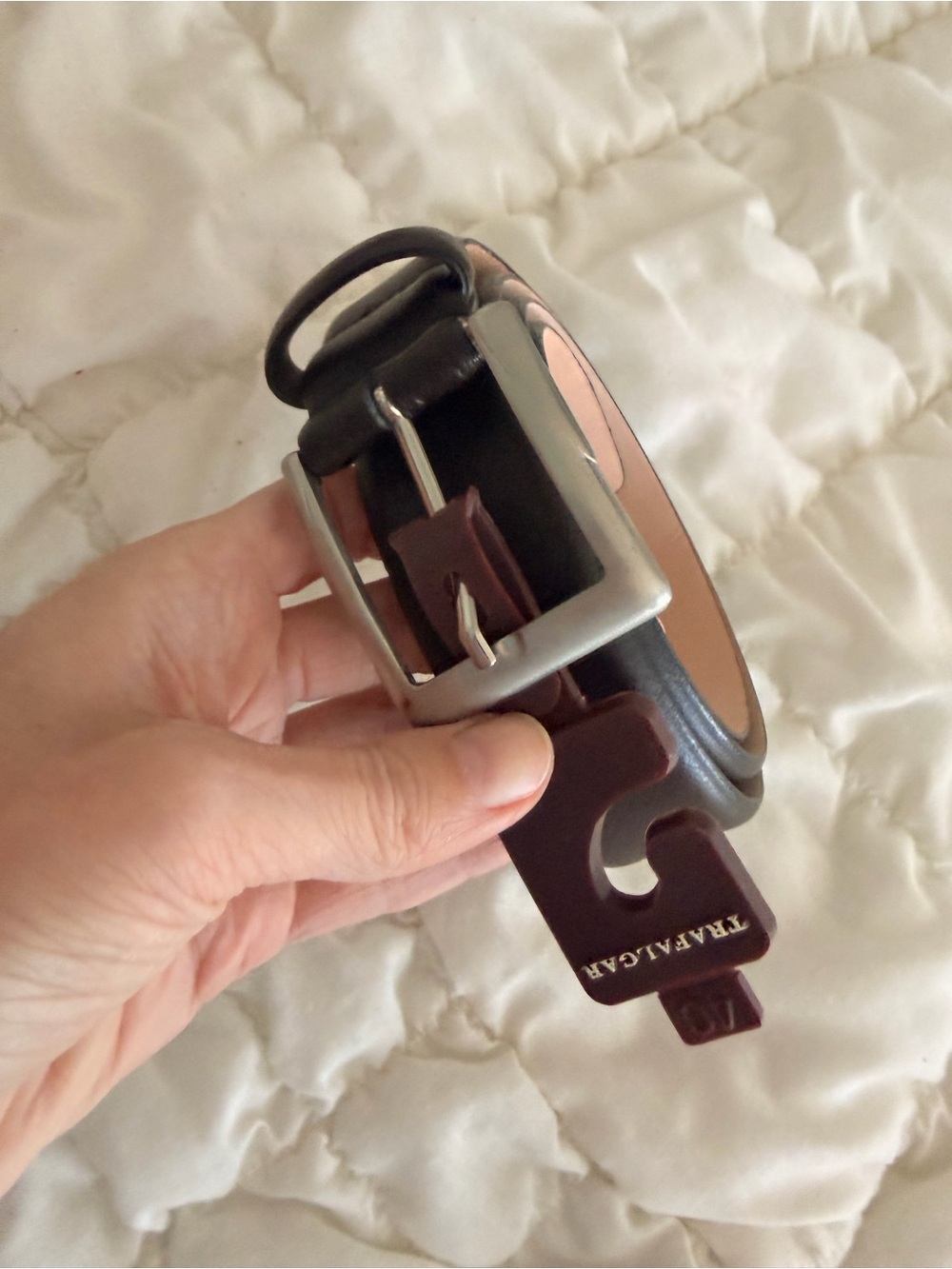 Trafalgar Black and Brown Two-Tone Leather Belt